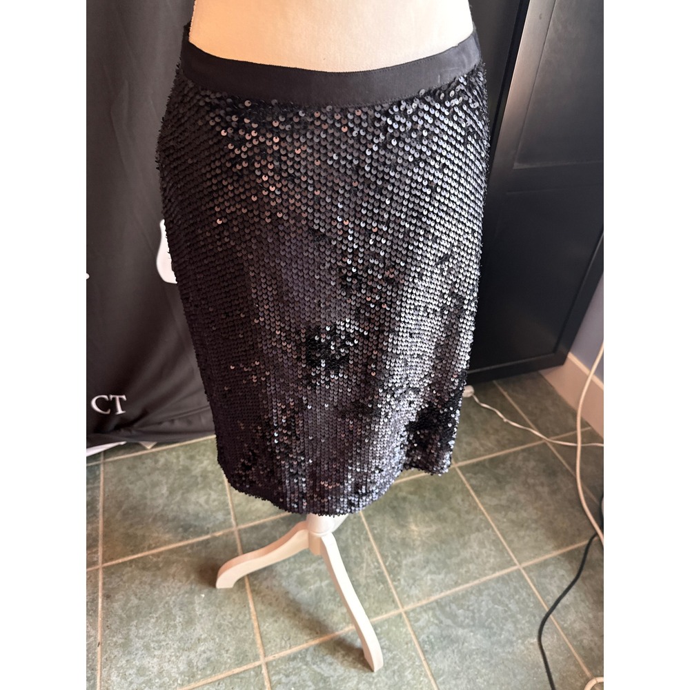 Ann Taylor Black Sequin Pencil Skirt Size 8 NWT Holiday Party Evening 22197955